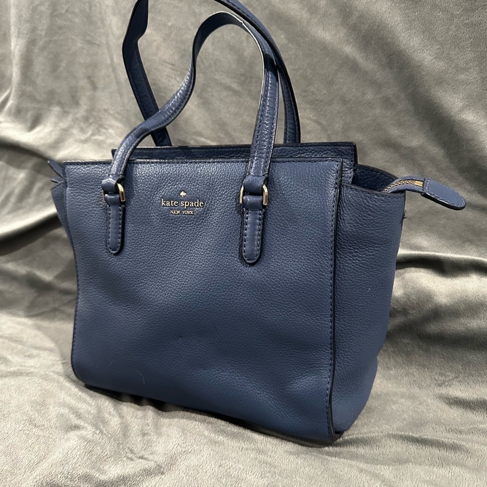 Kate Spade Blue Leather Handbag - Small Square Spacious